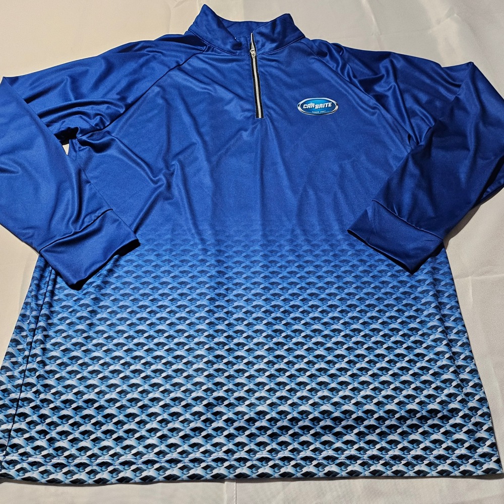 FSP Car Brite Blue Gradient Quarter Zip Pullover‎ Mens 2XL Performance Shirt